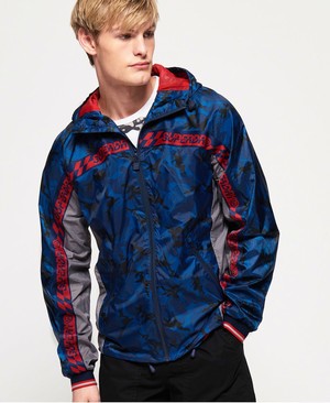 Superdry Hawk Colour Block Cagoule Férfi Kabát Kék/Camo/Piros | ZFHAD1289